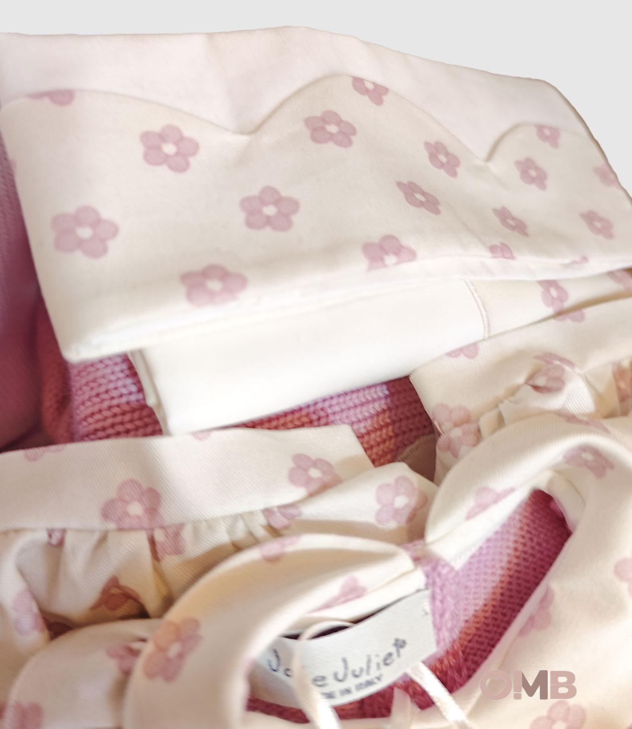 Set nascita JOLIE JULIET neonata ZELIASET Avorio<BR/> ZELIASET AVORIO-VIOLETTO JOLIE JULIET 