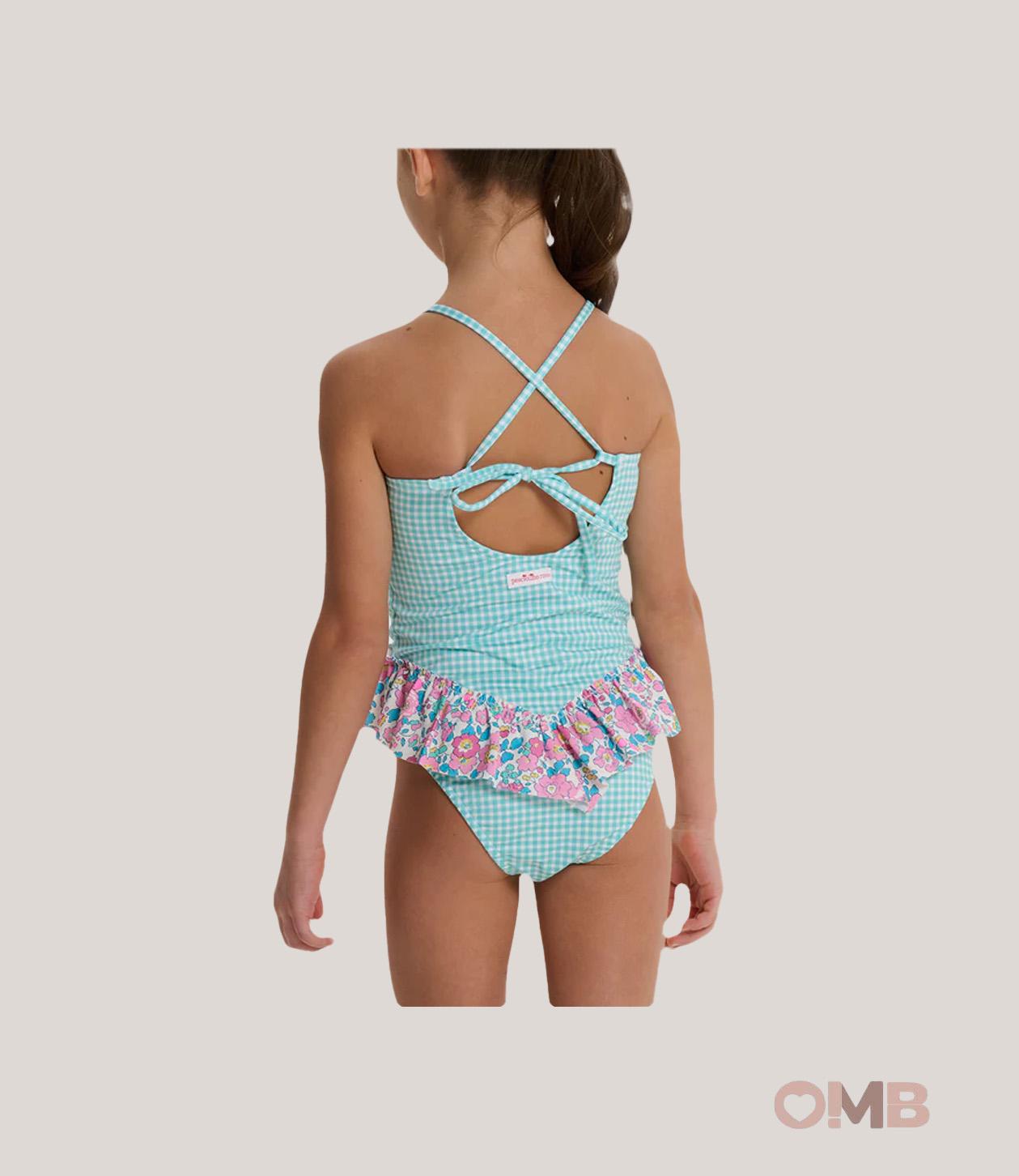 Costume bambina PESCIOLINO ROSSO INLY06 Verde<BR/> INLY06 QUADRI PESCIOLINO ROSSO 