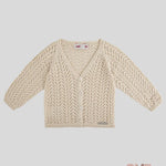 Cardigan neonata Condor 505 Lino manica lunga traforato scollo a v<BR/> 505 304 CONDOR 