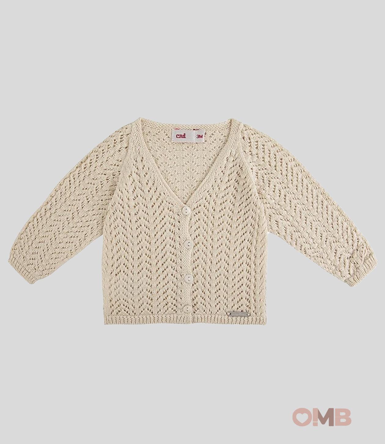 Cardigan neonata Condor 505 Lino manica lunga traforato scollo a v<BR/> 505 304 CONDOR 