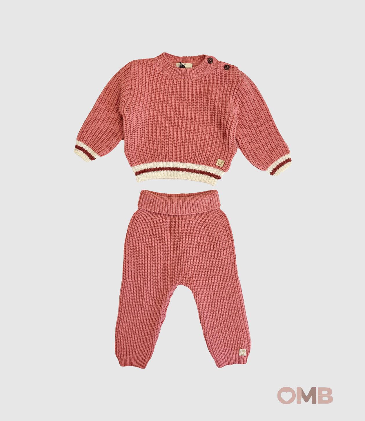 Completo MAGLIFICIO VERONA neonata 45465 Rosa lana a costa inglese elastico orli 45465 ROSA MAGLIFICIO VERONA 