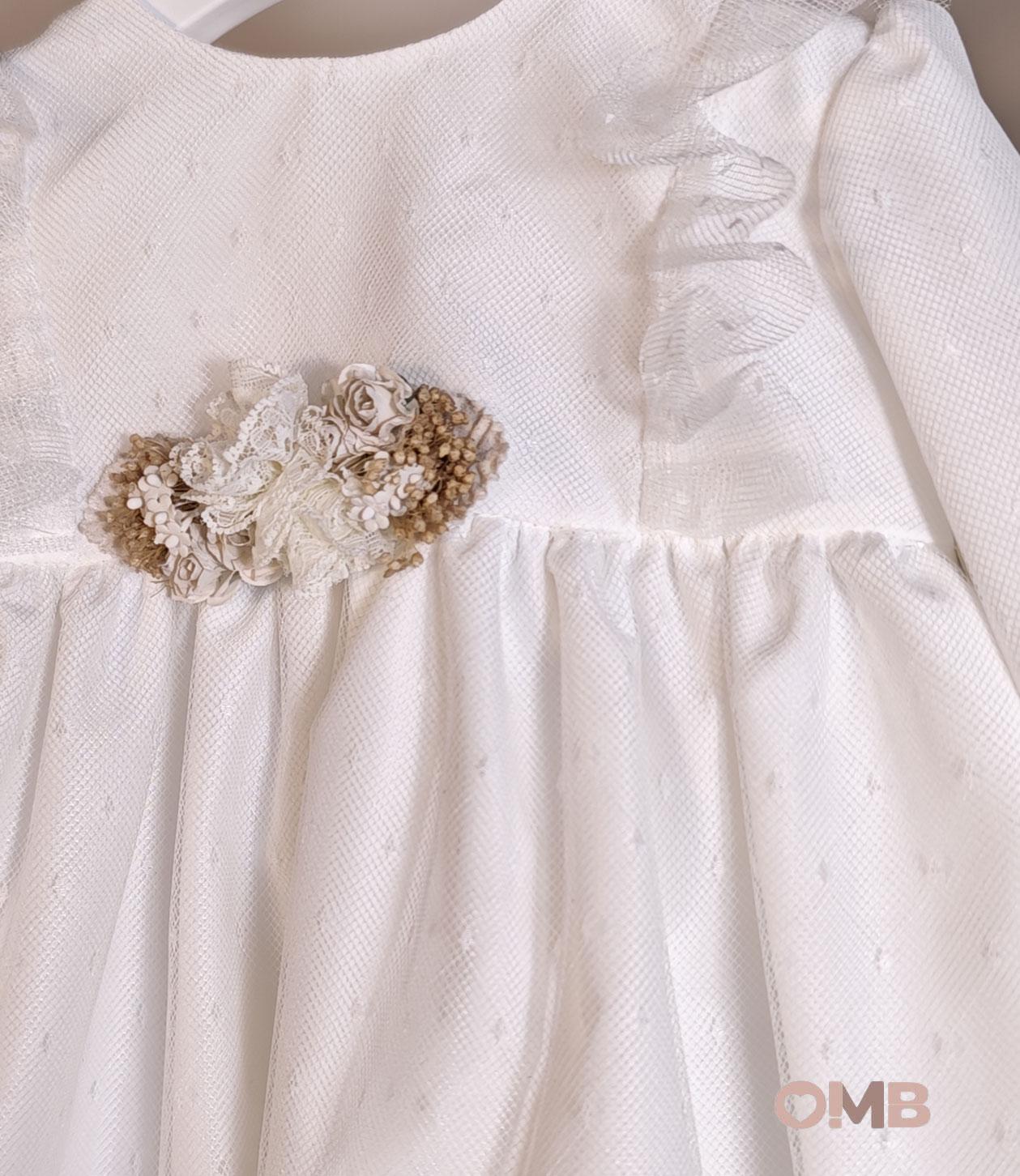 Abito NISERET neonata 5526 Panna 5526 BIANCO NISERET 