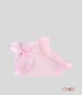 Calzino neonata Condor 2439/4 Rosa maglia rasata fiocco organza