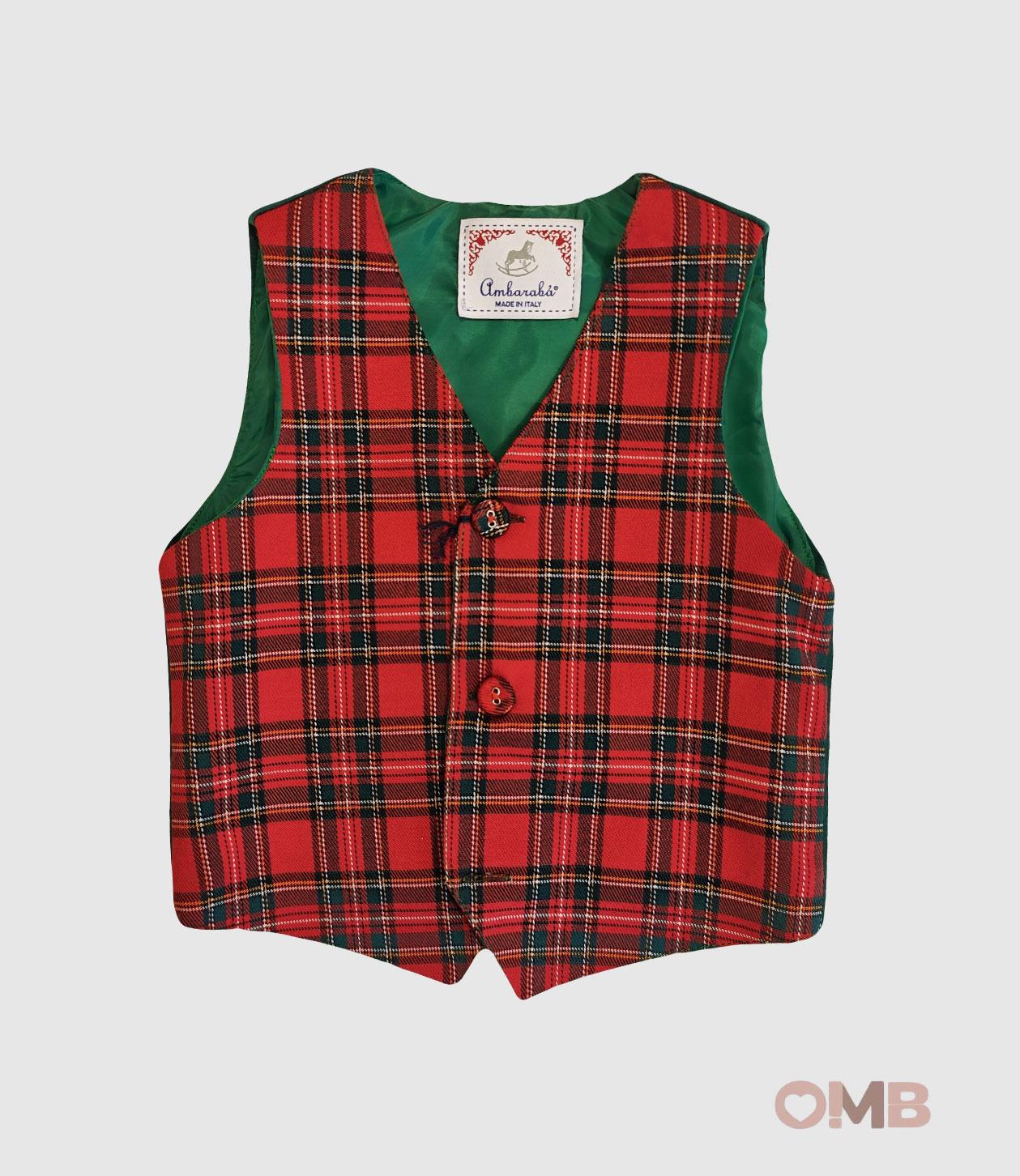 Gilet AMBARABA' neonato FM36076 Rosso FM36076. QUADRI AMBARABA' 