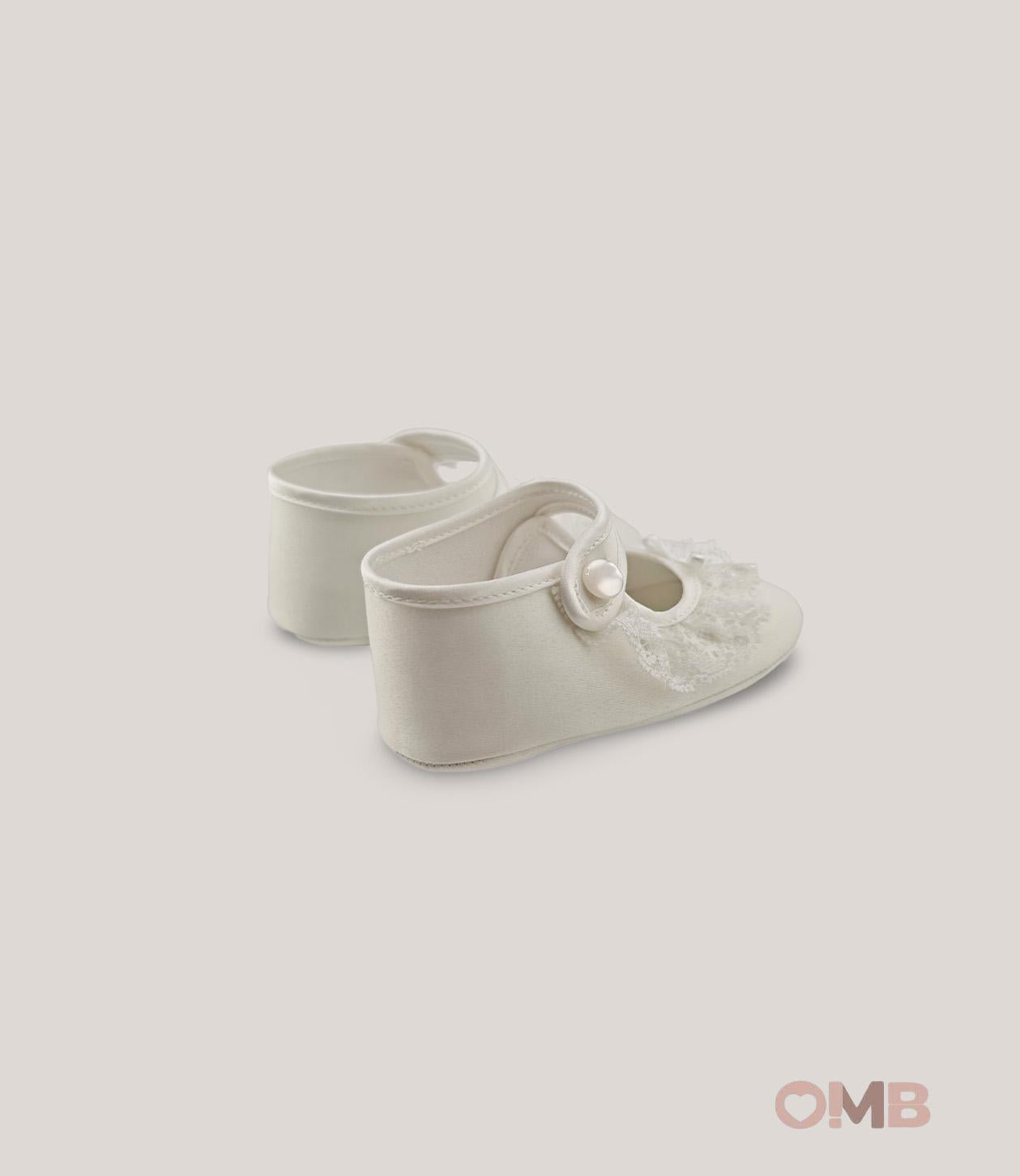 Scarpe neonata AMBARABA' SF4304 Bianche pizzo cinturino raso fiocco SF4304 BIANCO AMBARABA' 