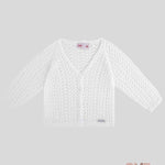 Cardigan neonata Condor 505 Bianco manica lunga traforato scollo a v<BR/> 505 200 CONDOR 