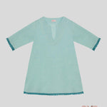 Caftano Bambina Pesciolino Rosso verde menta C2. VERDE PESCIOLINO ROSSO 