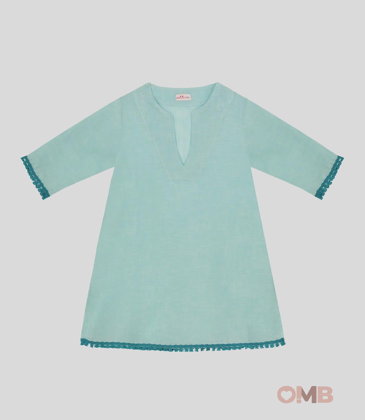 Caftano Bambina Pesciolino Rosso verde menta C2. VERDE PESCIOLINO ROSSO 