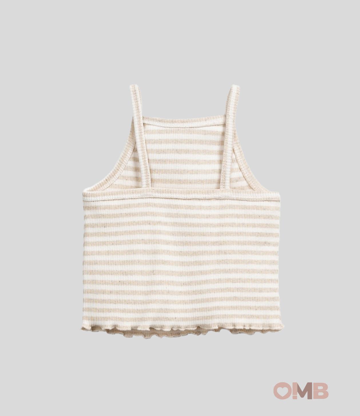 Top bambina Play Up 11150. Beige/Bianco righe cotone <BR/> 11150. RIGA PLAY UP 