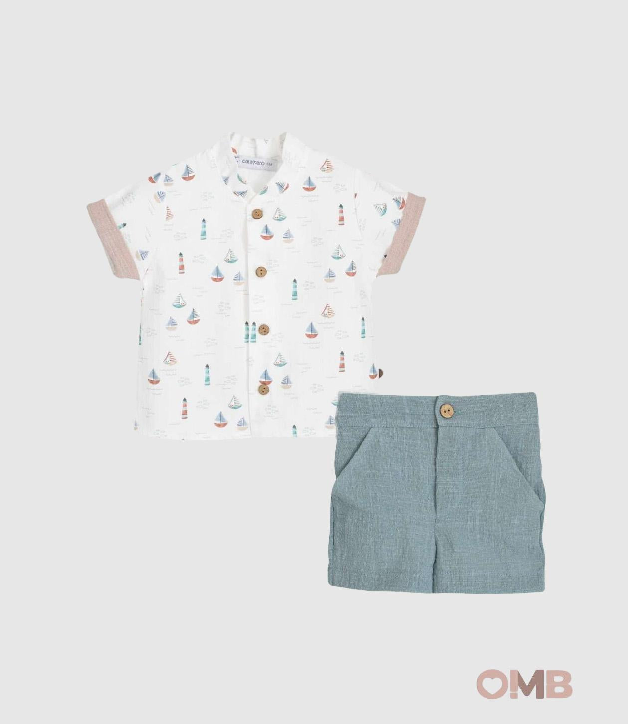 Completo CALAMARO BABY neonata 11330N Azzurro<BR/> 11330-N AZZURRO CALAMARO BABY 